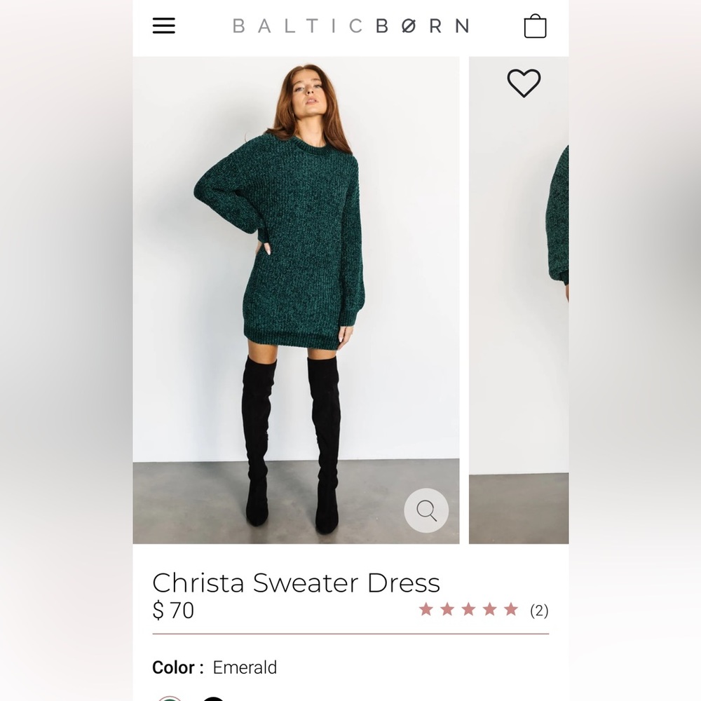 Baltic born Christa sweater dress size S emerald NWT